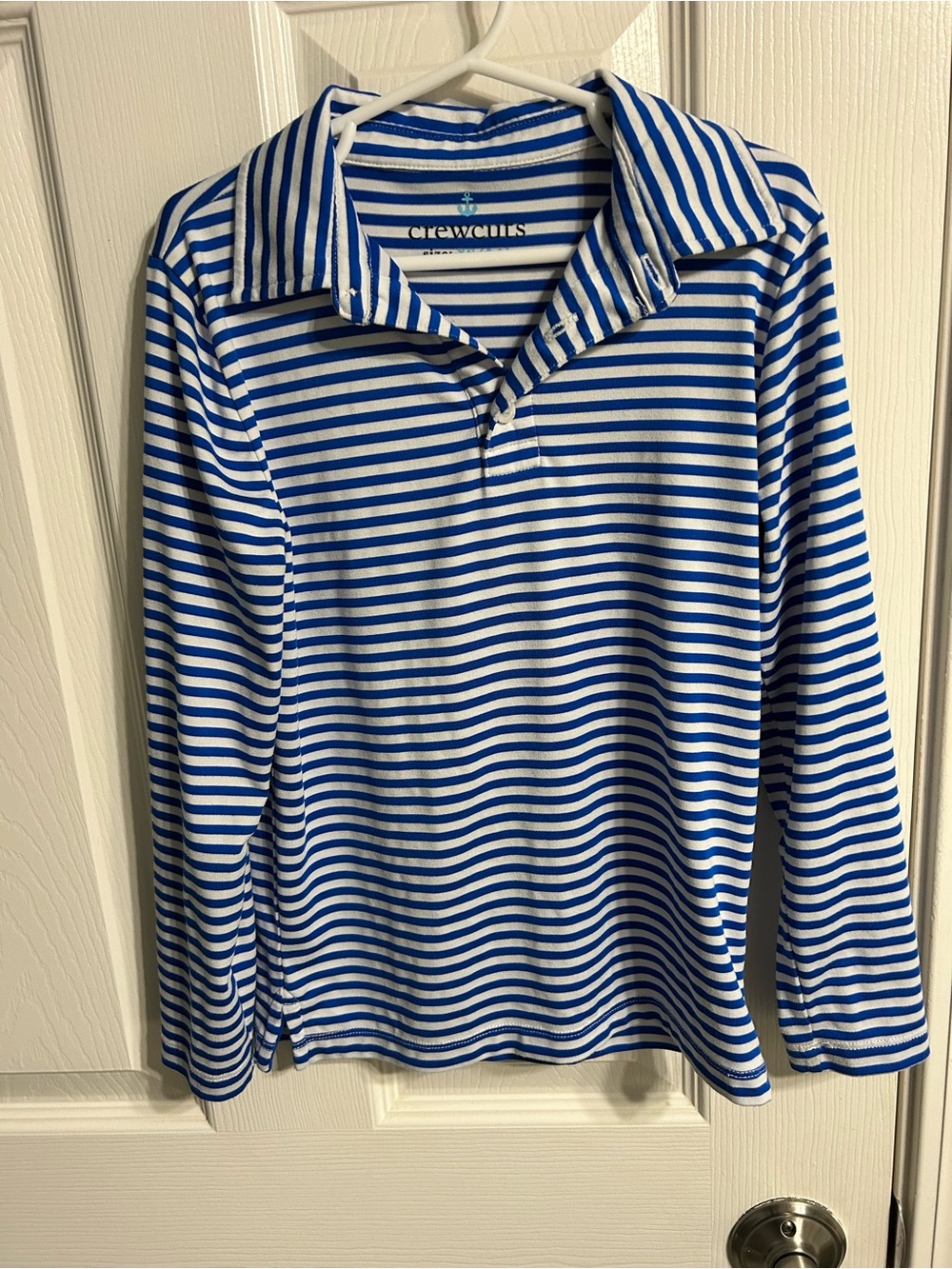 Crewcuts Blue and White Striped Long-Sleeve Polo